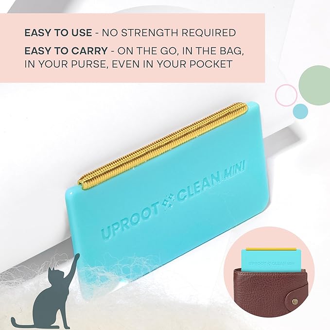 Uproot Cleaner Mini Pet Fur Removal Tool - Pocket-Sized Dog Hair Remover for Car, Clothes, Cat Beds & Tight Corners - by The Creators of The Uproot Cleaner Pro Pet Hair Removal Tool