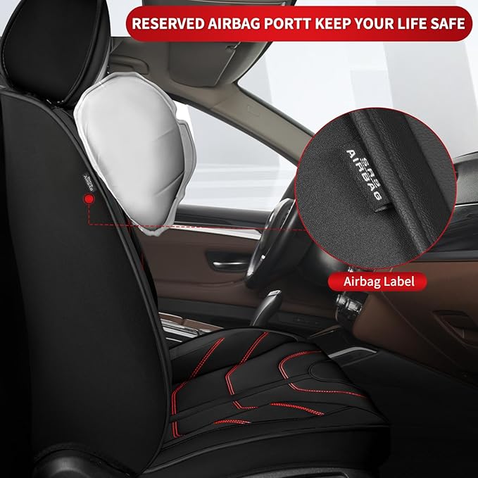 TTX LIGHTING Car Seat Covers fit for Chevrolet Cruze 2011-2019 Full Set: Premium Leather Automotive Seat Cover with Airbag Compatible Waterproof (5 Seats, Redline)