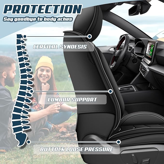 Car Seat Covers for Ford Expedition 2000-2025, Premium Nappa Leather Car Seat Cover, Stylish Sport Seat Covers， Automobile Seat Cover Sets.(Standard 2 Seats/Pure Black)