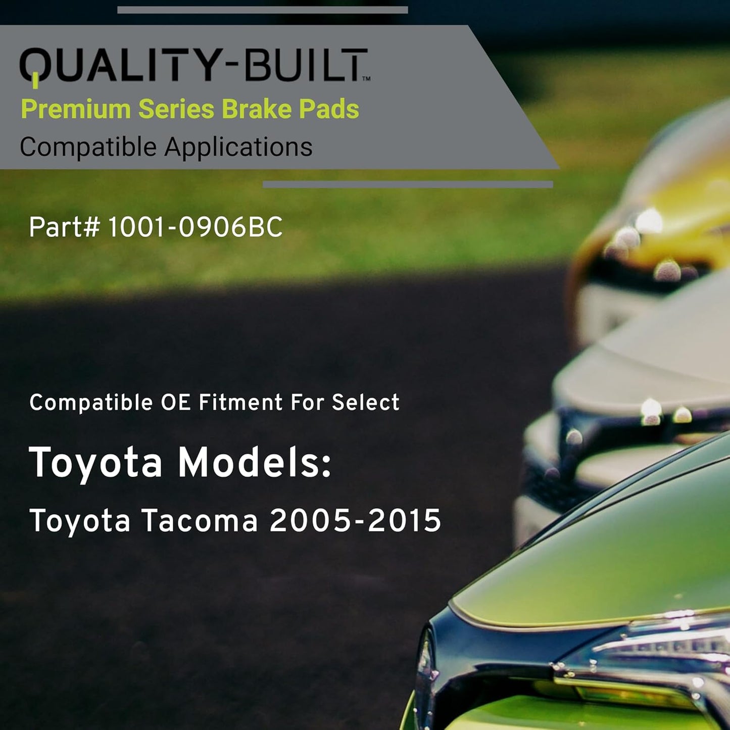 Premium Ceramic Front Brake Pads (1001-0906BC) Compatible with Toyota Tacoma 2005-2015