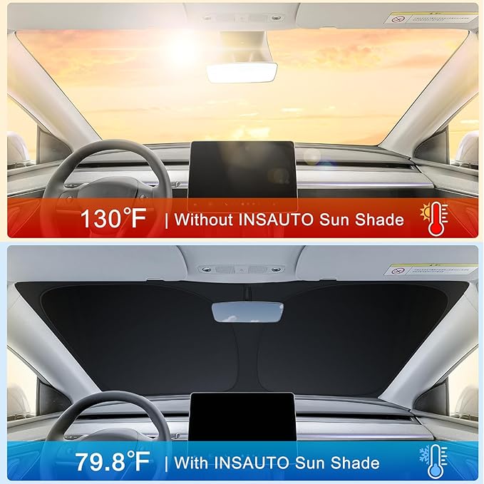 INSAUTO Custom Fit Windshield Sun Shade Accessories for Ford Maverick 2022-2026, Foldable Front Window Sunshade, UV & Heat Reflector, Keeps Interior Cool, Includes Storage Bag
