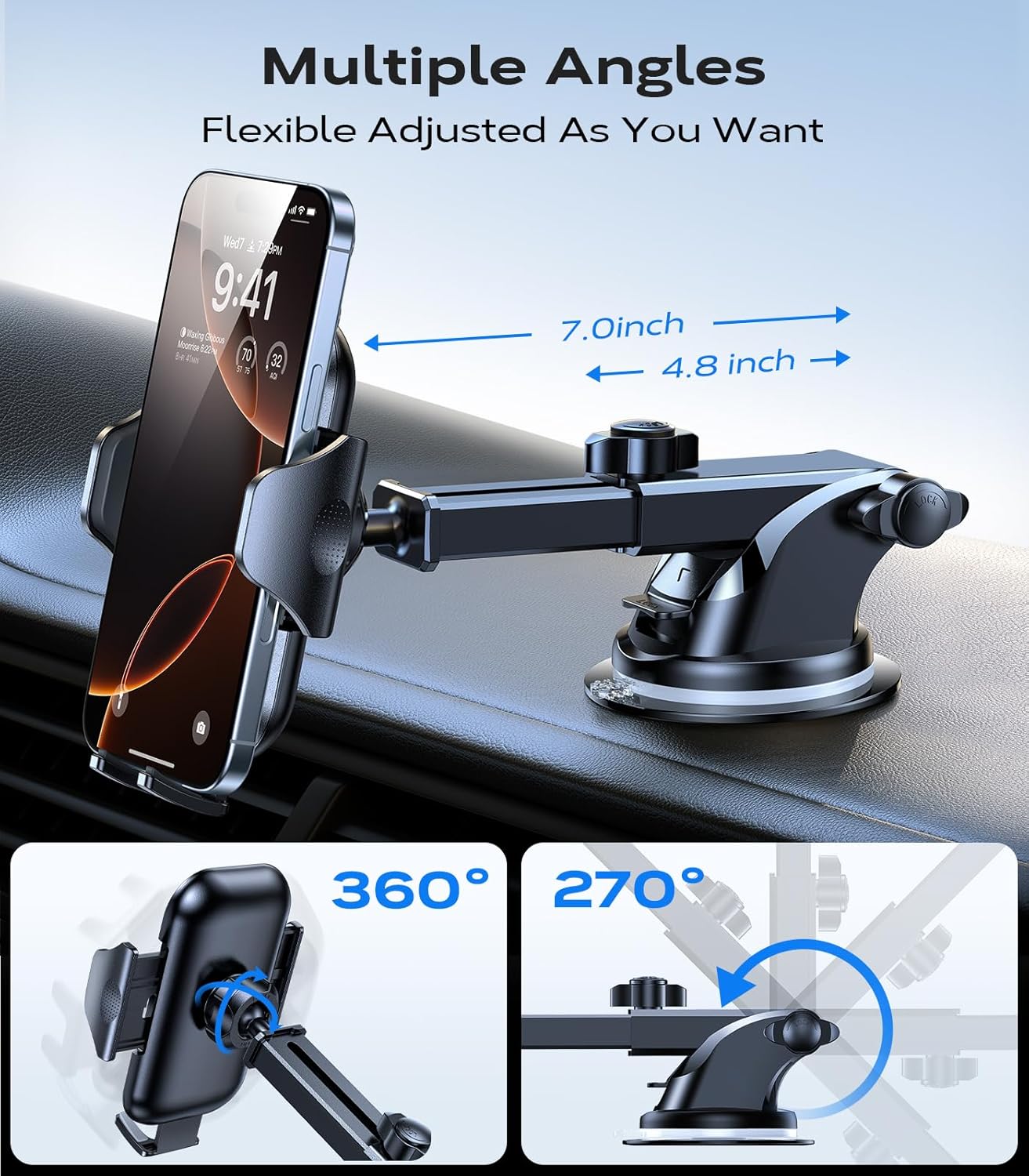 VICSEED [True Strongest Suction] [Rally Racing-Grade Stability] Phone Holders for Your Car 2025 Upgraded Car Phone Holder Mount Truck Stand Cradle for iPhone Samsung All Phones, Dark Blue