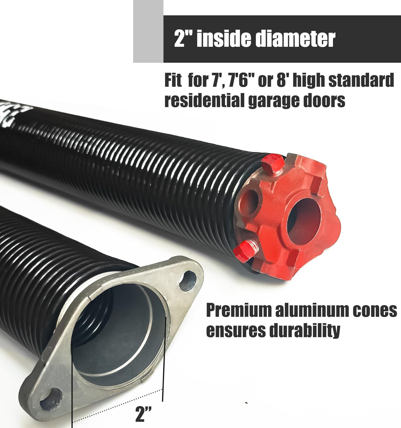 Garage Door Torsion Spring Set, Pair of 2" Electrophoresis Coated Garage Door Spring Replacement with 2 Non-Slip Winding Bars and Bearing, Minimum 16000 Cycles (.262x2x35")