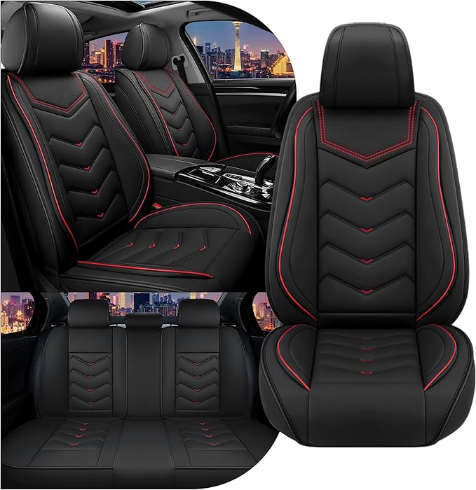 CTDS Car Seat Covers for Toyota RAV4 2000-2026, Stylish Sport Seat Cover, Premium Nappa Leather Car Seat Cover. Automobile Seat Covers Sets.(Standard 5 Seats/Black)