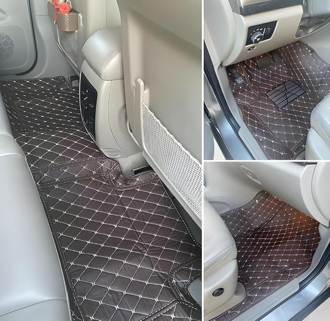 Customize Car Floor Mats for 99% Sedan SUV Sports Car All Weather Leather Full Coverage Waterproof Non-Slip Vehicle Lining Pads (Pure red Stripe)