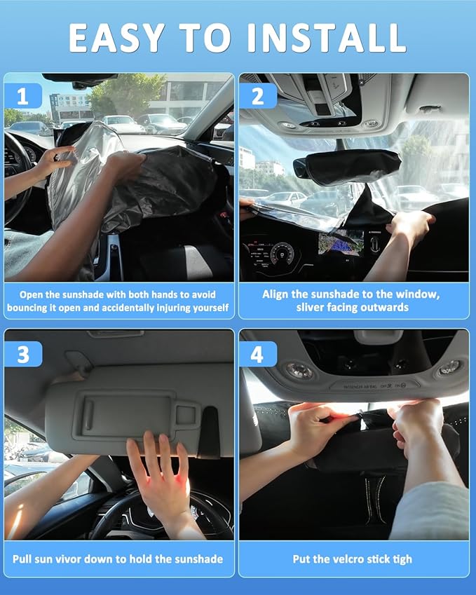 Windshield Sunshade for BMW 3 Series 2019-2026 Sun Shade (330i M340i&M3) Car Accessories Upgrade 4 Layers Blocks UV Rays Custom Fit 3 Series Car Window Shades Windshield Keep Cool Foldable
