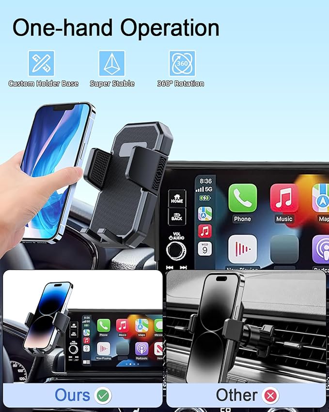 PZK Car Phone Mount for Toyota Tundra 2022-2025 2026 /Sequoia 2023-2026 Limited/Platinum Accessories 14-Inch Screen Car Phone Holder Auto Lock 360° Rotation Hands Free Phone Cradles Not Affect Vent