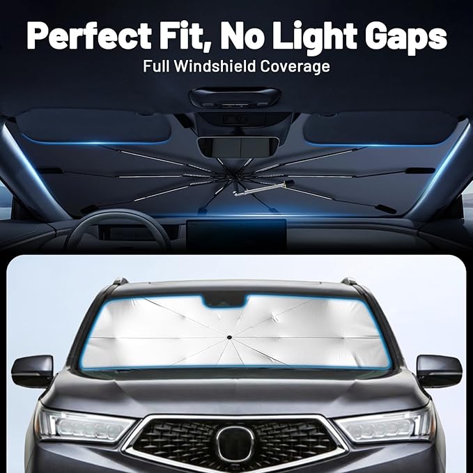 Car Windshield Sun Shade for GMC Acadia 2024-2026 –[Reflective Coated Fabric] Sunshade Umbrella for Front Window, Car Shades Sun Visor Keep Car Cool and Protects Interior, 1:1 Exact Fit