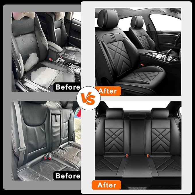 CX-50 Car Seat Covers Custom Fit for Mazda CX-50 2023-2026, Full Coverage Premium Leather Waterproof Breathable Seat Covers, Automotive Seat Protectors, Airbag Compatible(2 Front Seats, Black)
