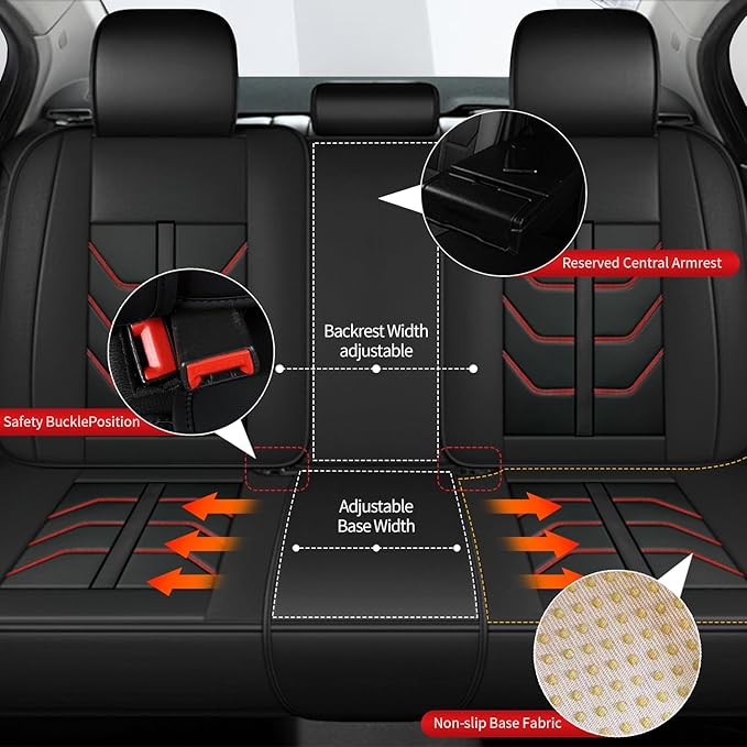TTX LIGHTING Car Seat Covers fit for Kia Soul 2010-2026 Full Set: Premium Leather Automotive Seat Cover with Airbag Compatible Waterproof (5 Seats, Redline)