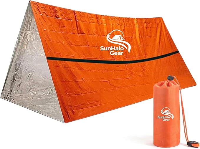Emergency Survival Tent Shelter, 1 or 2 Person Emergency Tent with Emergency Whistle Emergency Shelter,Life Tube Tent for Camping,Hiking, Backpacking