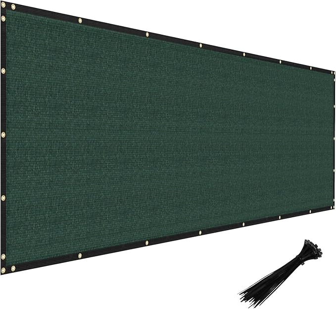 Windscreen4less Privacy Fence Screen Heavy Duty Windscreen Fencing Mesh Fabric Shade Net Cover with Brass Grommtes for Outdoor Wall Garden Yard Pool Deck, 8'x57' Green