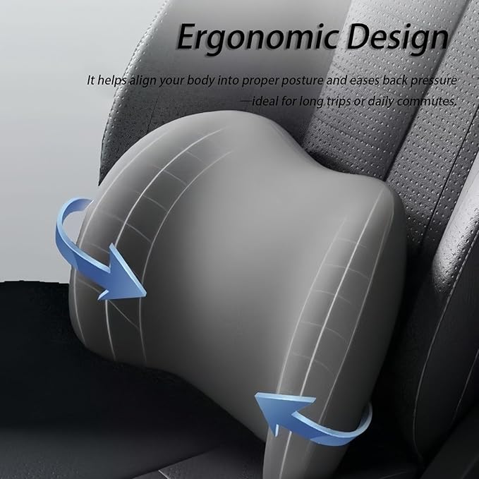 Car Lumbar Support Pillow and Car Neck Pillow Kit for Toyota GR Supra GR86, Car Seat Neck Back Rest Pillows, Ergonomic Car Seat Headrest & Lumbar Cushion,C Coffee