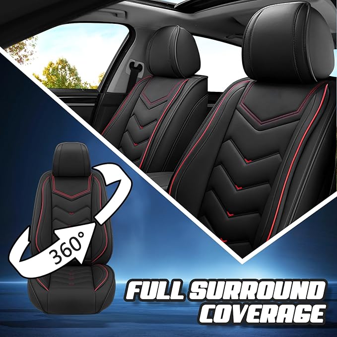 Car Seat Covers for KIA Sedona 2003-2021, Premium Nappa Leather Car Seat Cover, Stylish Sport Seat Covers， Automobile Seat Cover Sets.(Standard 5 Seats/Black)