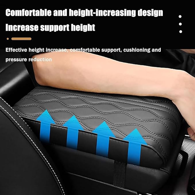 Leather Car Armrest Box Pad for Tesla Cybertruck 2023 2024, Memory Foam Car Center Console Cover Comfort Waterproof Arm Rest Cushion Pad Universal Accessories,C/Beige