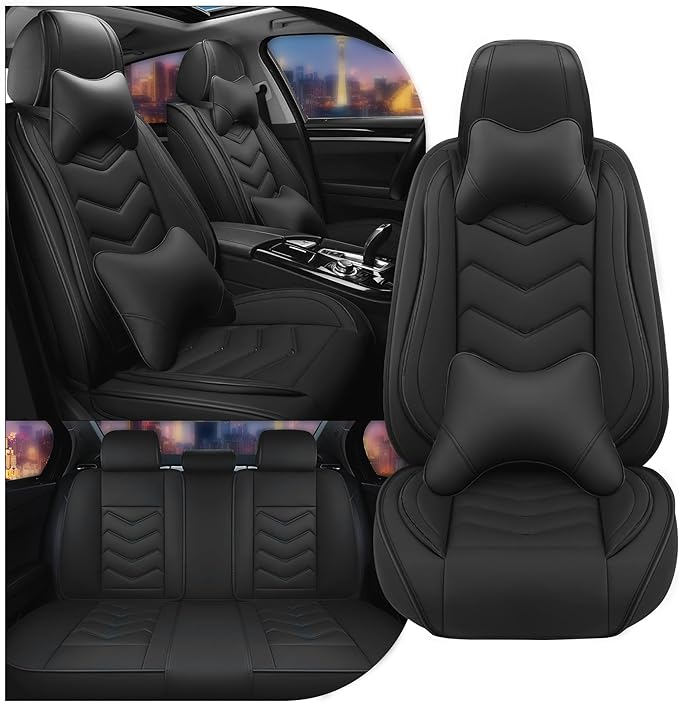 CTDS Car Seat Covers for Chevy Malibu 2000-2026, Stylish Sport Seat Cover, Premium Nappa Leather Car Seat Cover. Automobile Seat Covers Sets.(Luxury 5 Seats/Pure Black)