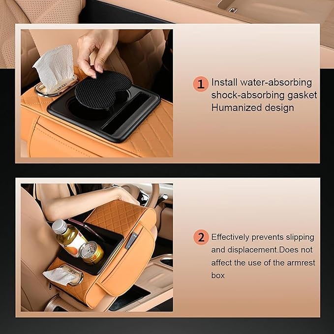 Car Armrest Cushion for Honda Civic 2012 2013 2014 2015, Leather Arm Rest Cover Center Console Armrest Pillow Armrest Storage Box Pad Multifunctional Accessories Interior Organizers,D/Gray