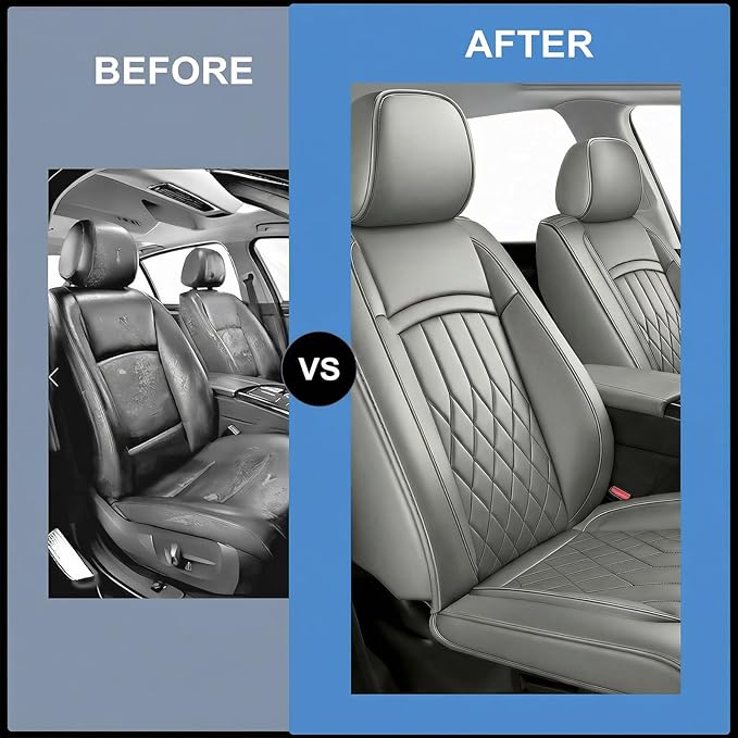 Fit Elantra Car Seat Covers for Hyundai Elantra 2017-2025 2026 - Premium Leather, Waterproof, All-Weather, Airbag Compatible, Breathable, Seat Protectors, Only 2 Front seat Covers, Gary