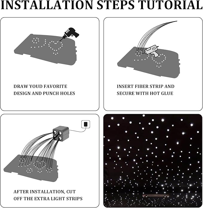 36W 4-Color Twinkle&RGBW Meteor Starlight Headliner Kit, 2-in-1 Fiber Optic Light Engine with APP Control, 800pcs0.03in9.8ft Shooting Star Ceiling Lights, Sound-Activated Star Sky Decor for Car&Home