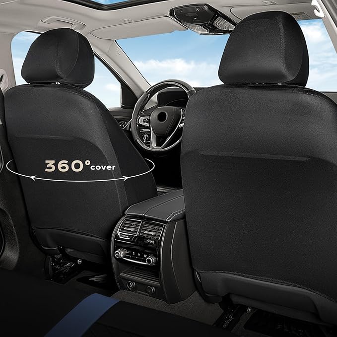 Coverado Car Seat Covers Full Set, Automotive Leather Seat Covers for Car，Universal Fit Front Back Seat Cover, Non-Slip Waterproof Breathable Car Seat Protector