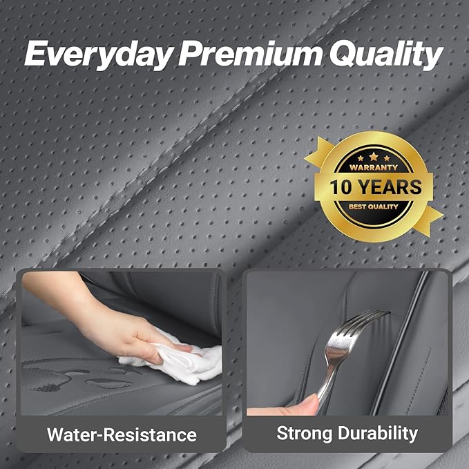 Coverland Custom Fit Car Seat Covers for SUV Compatible with [2020-2025 Tesla Model Y] Premium Car Seat Cover Water Resistant Leather Non-Slip Interior Protector [Front Dark Gray - Size Chart A39]