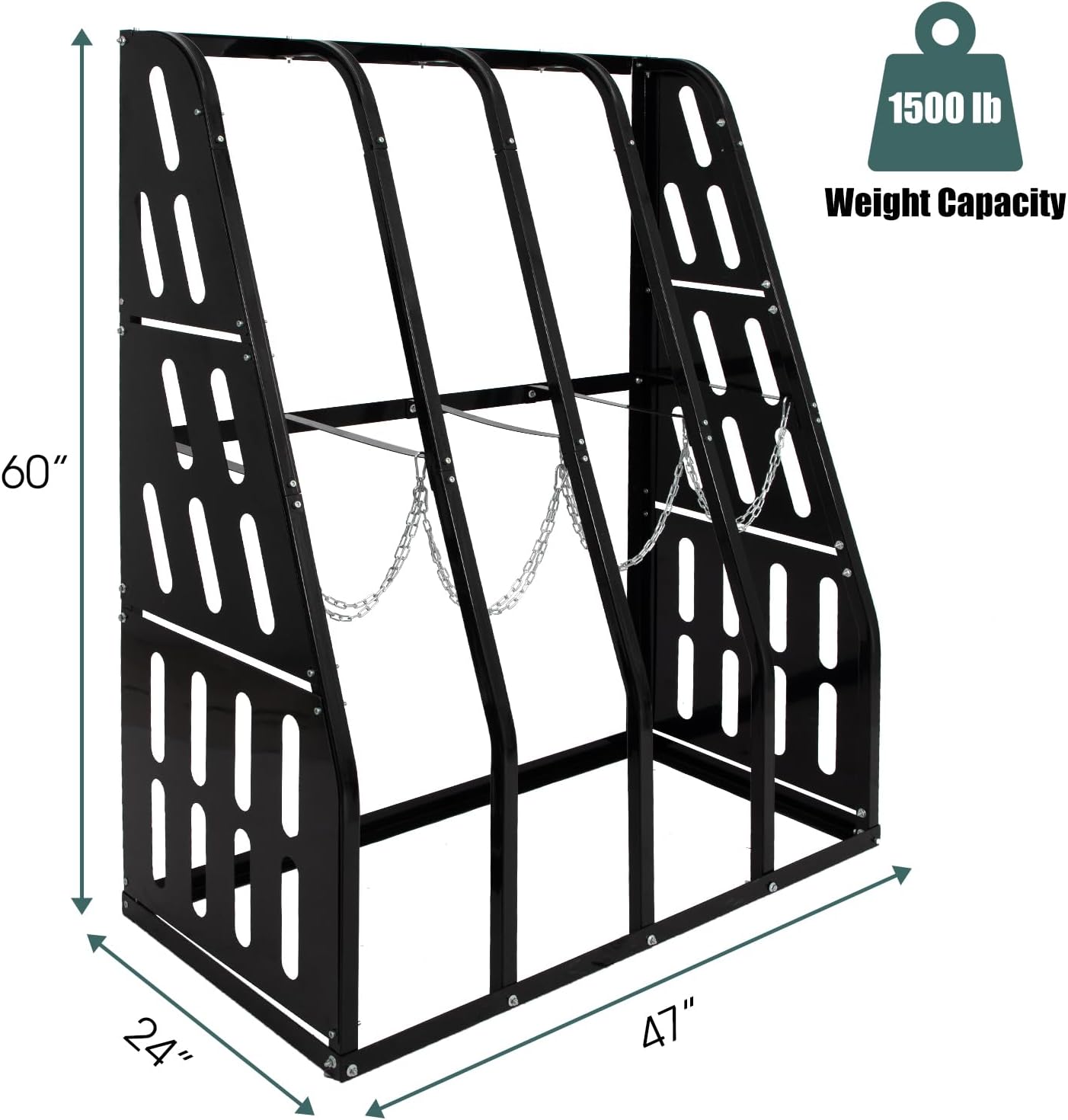 Vertical Bar Rack 1500 LB Capacity, 4 Bays Storage Rack 47" W x 24" D x 60" H, Long Parts Metal Rack, Lumber Storage Rack for Garage Storage, Black