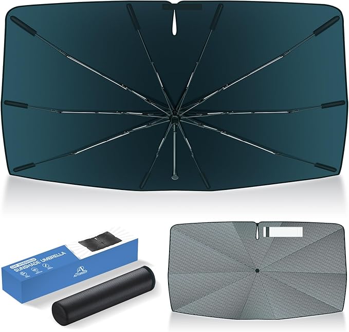 Autorder Windshield Sun Shade Umbrella for 2021-2026 Kia Sorento SUV Accessories,Upgraded Ice Crystal Material,Easy Setup Umbrella Sunshade for Car Windshield,100% Sun Blocking