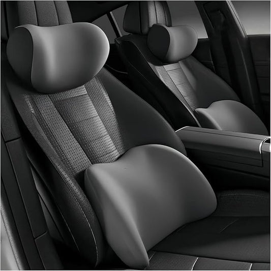 Car Lumbar Support Pillow and Car Neck Pillow Kit for Mitsubishi Mirage 2014-2020 2021 2022 2023 2024 2025 2026, Car Seat Neck Back Rest Pillows, Ergonomic Car Seat Headrest & Lumbar Cushion