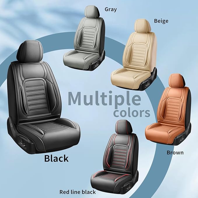 Fit HRV Premium Leather Car Seat Covers Compatible with Honda HRV 2016-2025 2026, Breathable, Wear Resistant, Airbag Compatible, All-Weather Protection & Full Coverage, Full Set Gray