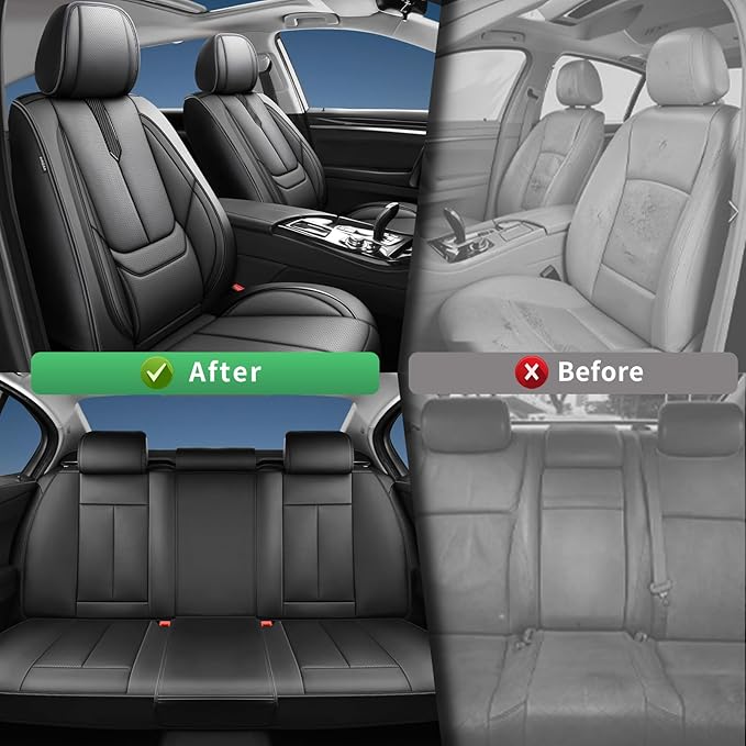 Fit Passport Car Seat Covers for Honda Passport 2019-2025 2026 -Upgraded Premium Waterproof & Breathable Leather, Airbag Compatible, All-Weather Seat Cushion Protector,2 Front/Black