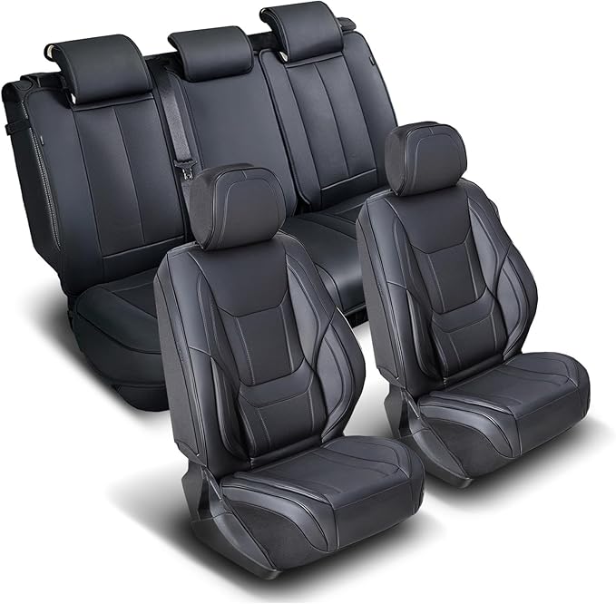 Coverland Custom Fit Car Seat Covers for Car Compatible with [2008-2023 Dodge Challenger Bucket Style Seats] Premium Waterproof Non-Slip Interior Seat Protector [Full Set Black - Size Chart X72]
