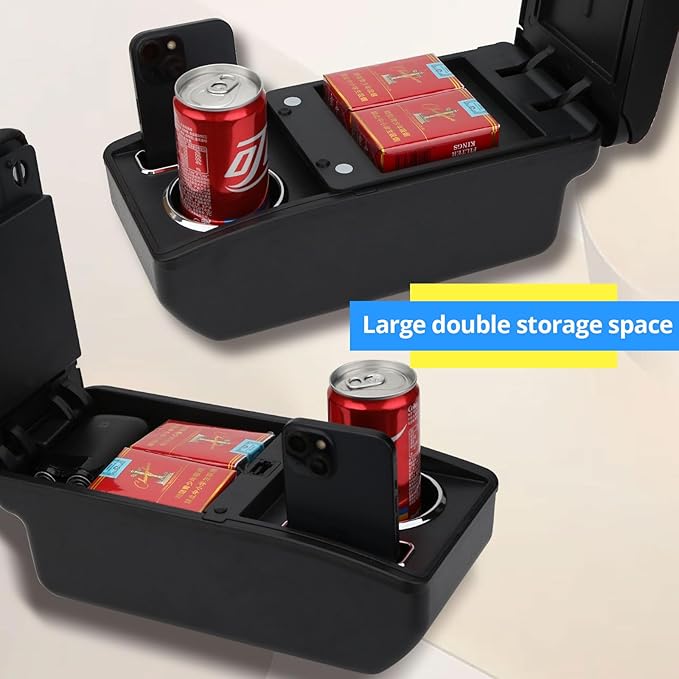 AULPHIKE Compatible with Nissan Versa Armrest 2020-2024 Center Console Organizer Armrests Double Layer Storage Space with Cup Holder
