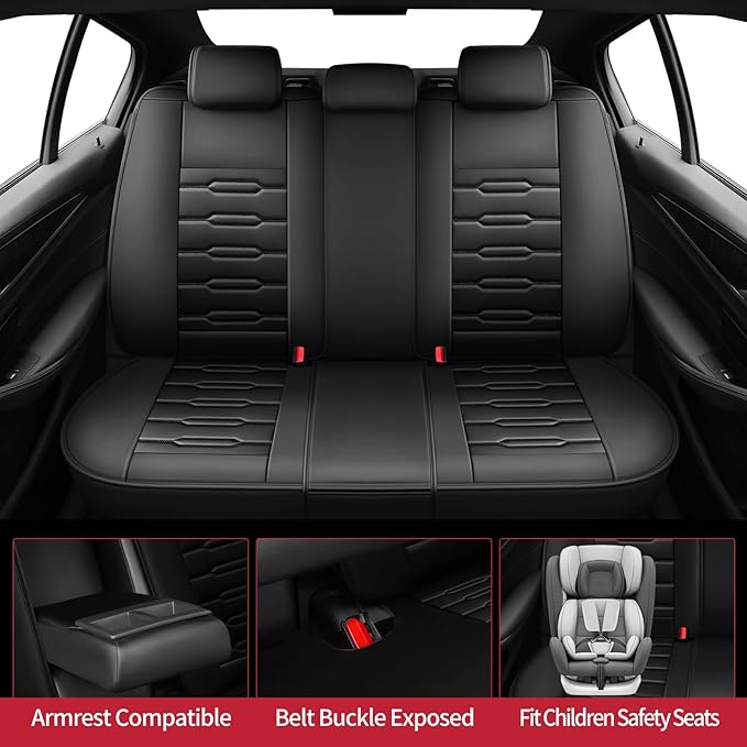 Fit HRV Car Seat Covers for Honda HR-V 2016-2024 2025 2026 - Upgraded Premium Waterproof & Breathable Leather, Airbag Compatible, All-Weather Seat Cushion Protector (Full Set, Black)