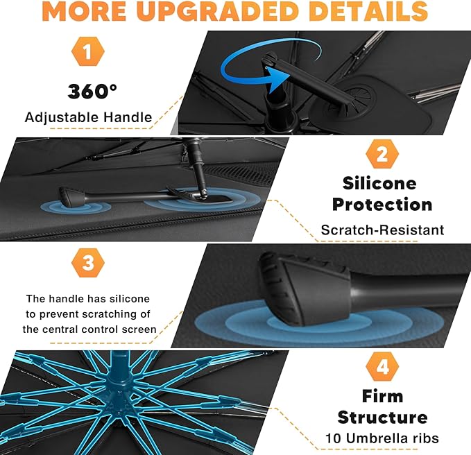 KUST Custom Fit Windshield Sun Shade Umbrella for 2009-2018 Dodge Ram 1500 2500 3500 | Foldable Sunshade with Bendable Handle | Blocks Heat & UV Scratch Resistant Keep Cool Sunshield