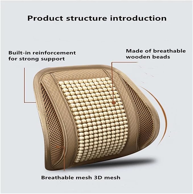 TOMSE Car Seat Chair Back Cushion for BMW X3 G01 2019 2020 2021 2022 2023 2024, Wooden Beads Ventilate Mesh Lumbar Brace Strong Durable Relieve Fatigue Summer Interior Accessories,A-Seat pad