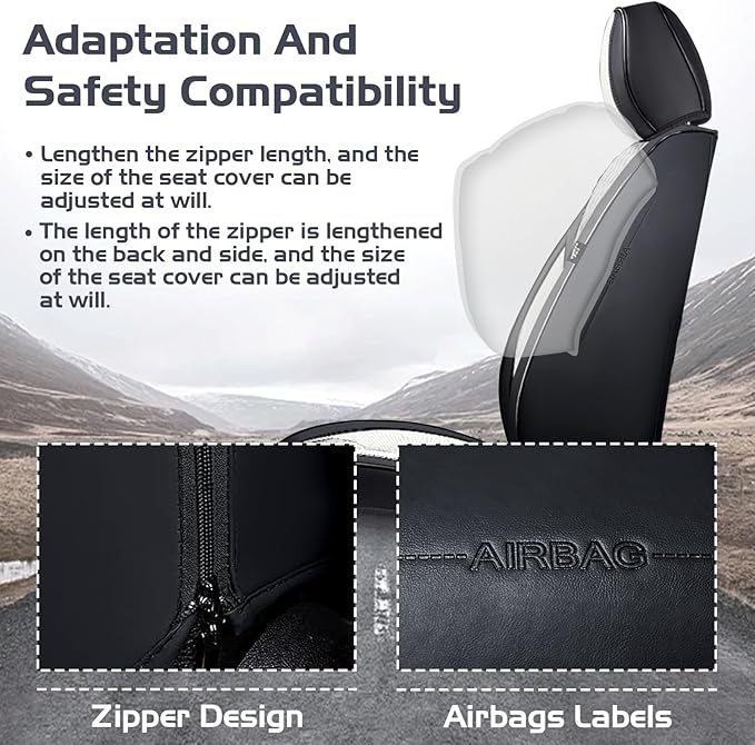 Truck Seat Covers for Chevy Silverado 1500 2007-2026, Waterproof Premium Leather Full Coverage Car Seat Cover, Muscle Sport Style Auto Interior Seat Cover Sets (Full Set/Black White)