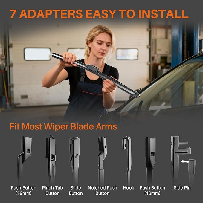 DOG TAIL Water Repellent Silicone Wiper Blades with Multiple Adapters, 22" and 20" Automotive Replacement Front Windshield Wiper Blades Set for My Car with Water Repellency Formula DropClear