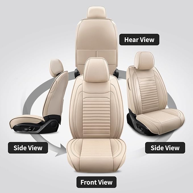 Front Seat Covers Fit for Toyota RAV4 Hybrid 2016-2026, Car Seat Covers Front Seats, Breathable Faux Leather Automotive Seat Covers Front Pair Anti-Slip Seat Cover(Beige, Front)