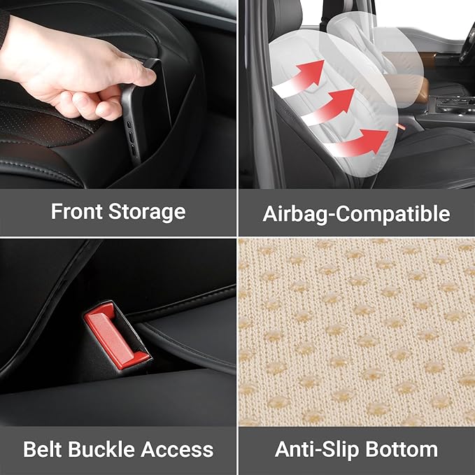 Coverland Custom Fit Car Seat Covers for SUV Compatible with [Kia Sportage, Sportage Hybrid] Premium Car Seat Cover Water Resistant Leather Non-Slip Interior Protector [Full set Black -Size Chart X75]