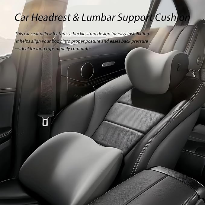 Car Lumbar Support Pillow and Car Neck Pillow Kit for Bugatti Centodieci 2020 2021 2022 2023 2024 2025 2026, Car Seat Neck Back Rest Pillows, Ergonomic Car Seat Headrest & Lumbar Cushion