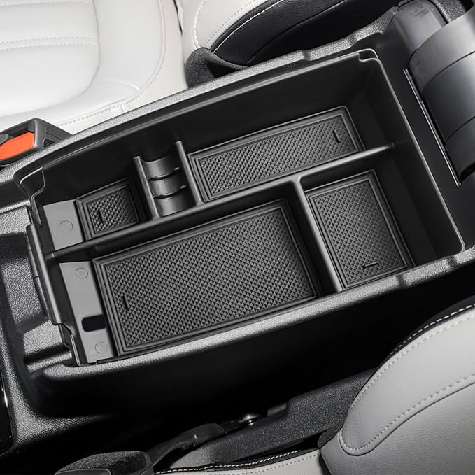 HGWEI Center Console Organizer Tray Compatible with Ford Escape 2020-2026/Bronco Sport 2021-2026 Accessories, Insert Container ABS Secondary Armrest Storage Box (Not for U725 2-Door), Black