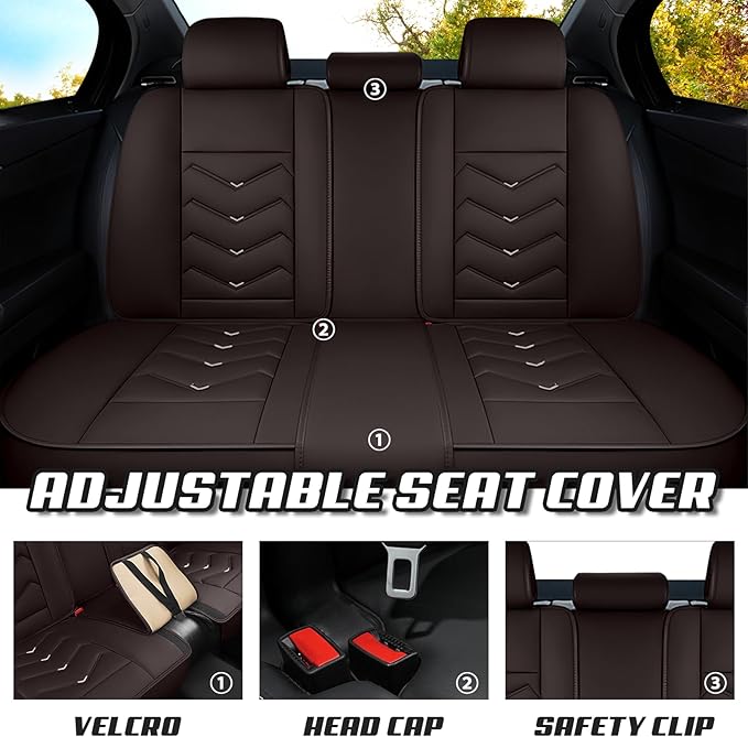 Car Seat Covers for VW Eos 2007-2016, Premium Nappa Leather Car Seat Cover, Stylish Sport Seat Covers， Automobile Seat Cover Sets.(Standard 5 Seats/Coffee Color)