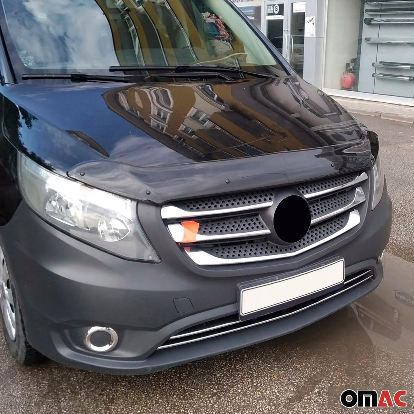 OMAC Front Bug Shield Hood Deflector & Window Visor for Mercedes Metris 2016-2024