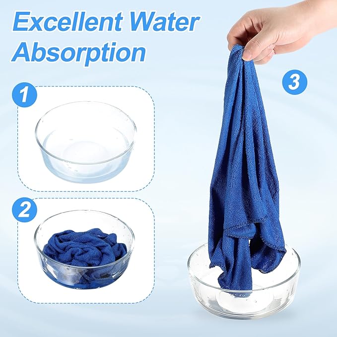 HARFINGTON 2 Pack Microfiber Cleaning Cloth, 63" x 24" Multi-Functional Cleaning Towels Reusable Absorbent Rags for Car Wash Kitchen Household Window Clean, Sapphire Blue