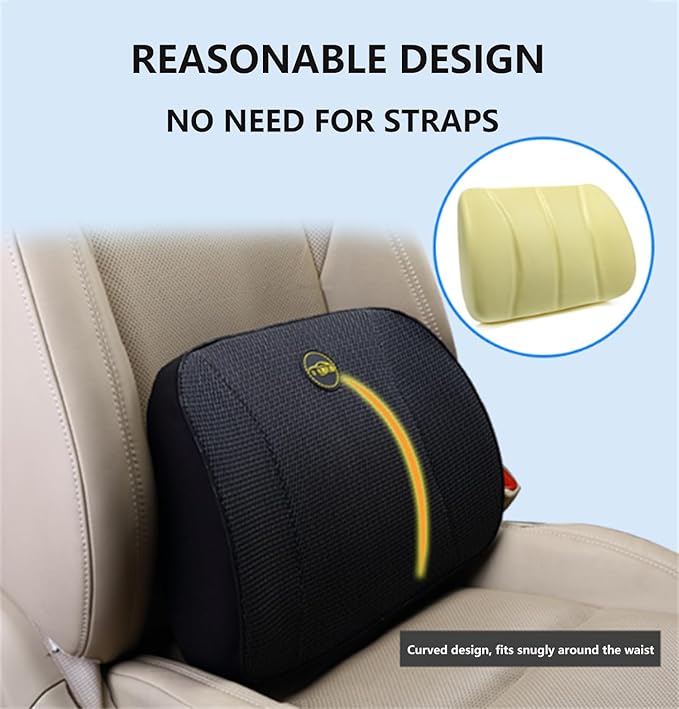 Heightening Wedge Car Seat Cushion Pad for Driving with Comfort Memory Foam, Curved Design Closely Adheres to The Lumbar Spine and Buttocks, Relieving Fatigue Broader Vision (Waist Cushion,Blue)