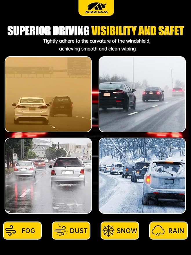 MIKKUPPA 28"+14"+13" Windshield Wipers Blades Replacement for 2011-2016 Hyundai Elantra, 2013-2017 Elantra GT, U/J HOOK Front & Rear All Season Wiper Blades Set(Pack of 3)