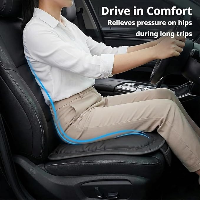 Skin-Friendly & Dirt-Repellent Leather Seat Cushions, 2026 Car Seat Cushion for Driving, 1.57" Thick Comfort Seat Protector, Universal Non-Slip Memory Foam Pad for Car (Orange, Rear Seat Cushion)