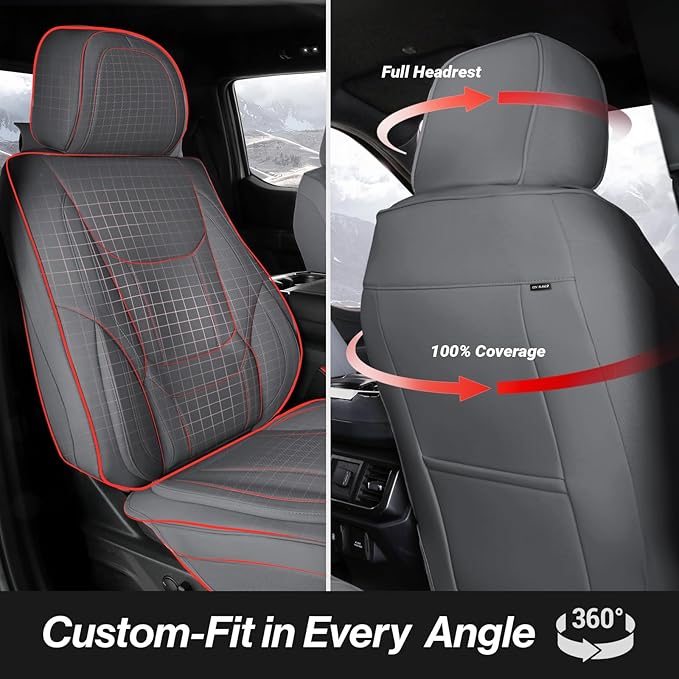 Coverland Custom Fit Car Seat Covers for Car Compatible with [Acura TL, BMW 5-Series, Kia Amanti] Premium Water Resistant Leather Non-Slip Interior Protector [Front Dark Gray - Size Chart A14]