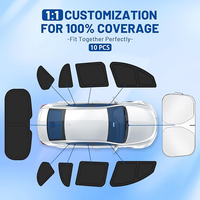 Car Window Shades Intended for Mercedes-Benz GLE-Class 2012-2019, Privacy Window Covers 10PCS for Side, Rear & Windshield, Car Shield Sunshade for Privacy Protection, Heat Blocking,Camping and Parking