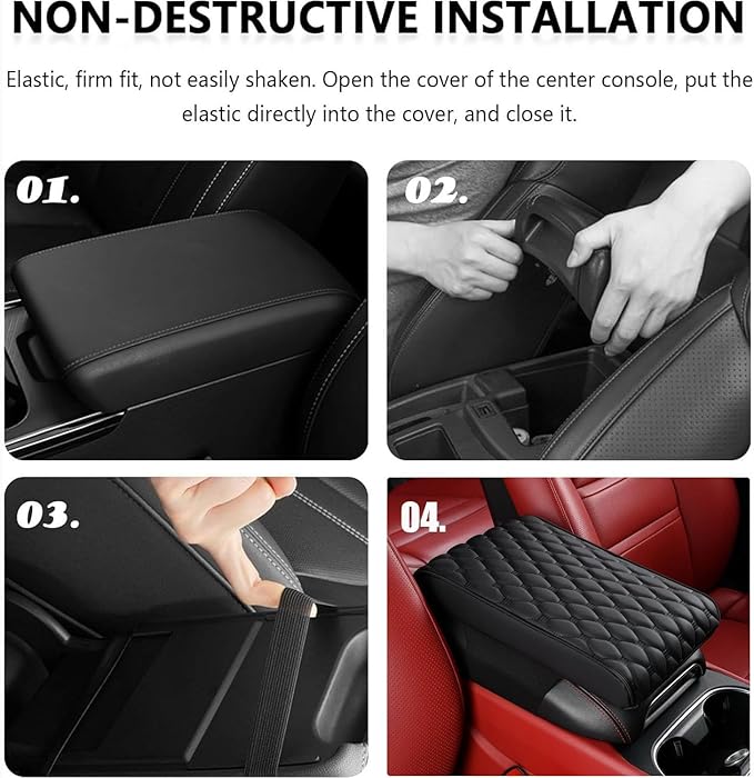 Auto Armrest Cushion Pads for Volvo XC60(2008-2016) Accessories Car Centre Console Armrest Pad Durable Material and Easy to Clean-is Waterproof and Anti-Scratch